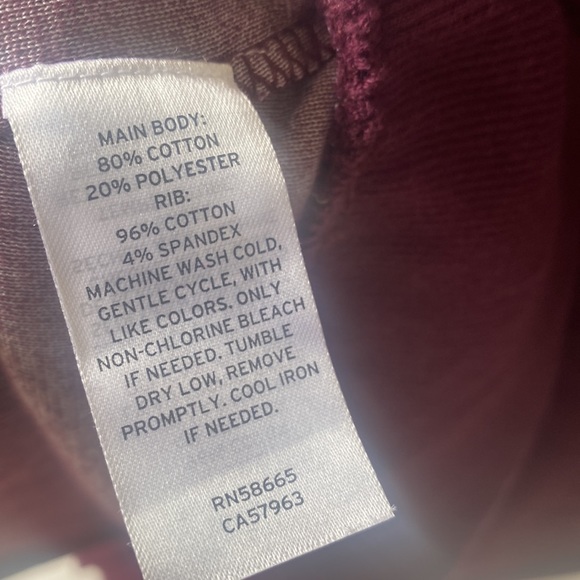 (A6) Nordstrom Abound Velvet Velour Quarter Zip Crop Top Burgundy Stem Wine, 3X - Picture 6 of 10